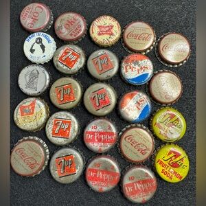 Lot Of 24 Vintage Bottle Caps; Most Cork Lined; for collector or crafts